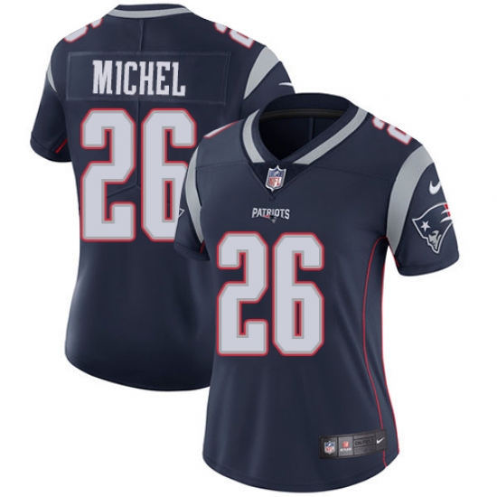 Women's Nike New England Patriots #26 Sony Michel Navy Blue Team Color Vapor Untouchable Limited Player NFL Jersey - Ujersey