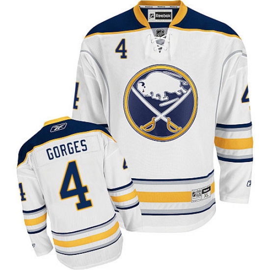 Women's Reebok Buffalo Sabres #4 Josh Gorges Authentic White Away NHL Jersey - Ujersey