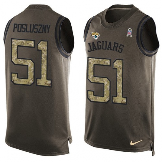 Men's Nike Jacksonville Jaguars #51 Paul Posluszny Limited Green Salute to Service Tank Top NFL Jersey - Ujersey