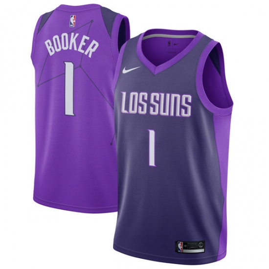 Men's Nike Phoenix Suns #1 Devin Booker Swingman Purple NBA Jersey - City Edition - Ujersey