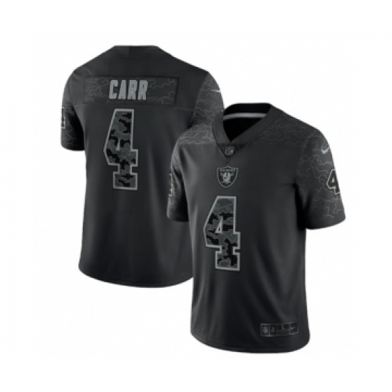 Men's Las Vegas Raiders #4 Derek Carr Black Reflective Limited Stitched Football Jersey - Ujersey