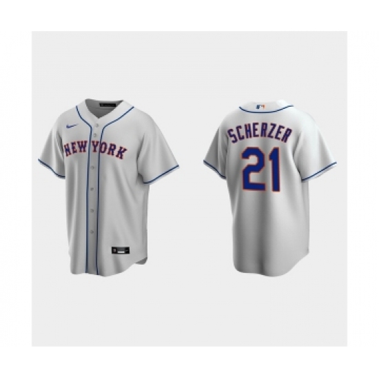 Men's New York Mets #21 Max Scherzer Gray Cool Base Stitched Baseball Jersey - Ujersey