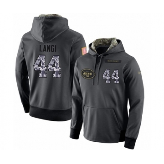 Football Men's New York Jets #44 Harvey Langi Stitched Black Anthracite Salute to Service Player Performance Hoodie - Ujersey