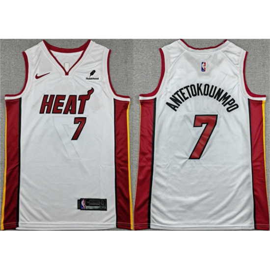 Men's Miami Heat #7 Giannis Antetokounmpo White 2026 Association Edition Swingman Stitched Basketball Jersey - Ujersey