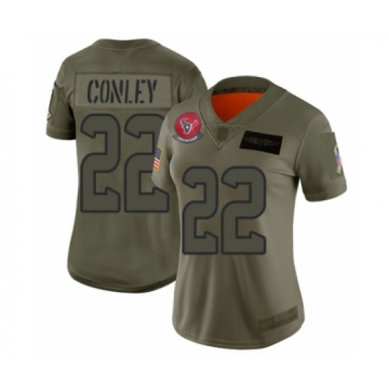 Women's Houston Texans #22 Gareon Conley Limited Olive 2019 Salute to Service Football Jersey - Ujersey