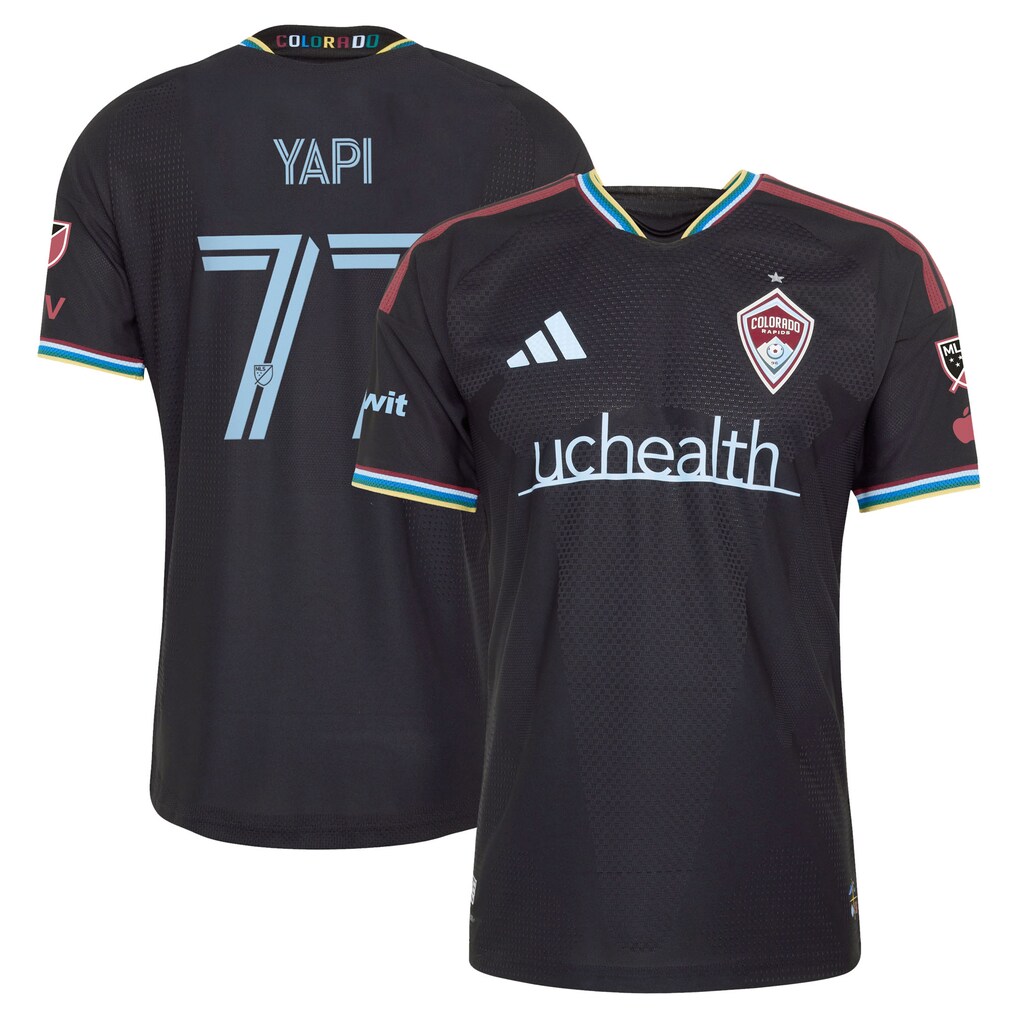 Men's Colorado Rapids Darren Yapi adidas Black 2026 Colorful Colorado On-Field Authentic Patch Jersey - Ujersey