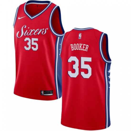 Youth Nike Philadelphia 76ers #35 Trevor Booker Swingman Red NBA Jersey Statement Edition - Ujersey