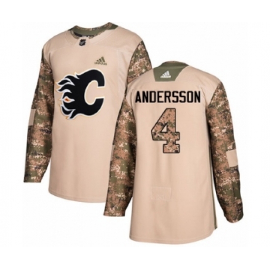 Youth Adidas Calgary Flames #4 Rasmus Andersson Authentic Camo Veterans Day Practice NHL Jersey - Ujersey