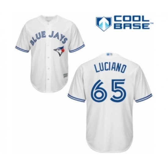 Youth Toronto Blue Jays #65 Elvis Luciano Authentic White Home Baseball Player Jersey - Ujersey