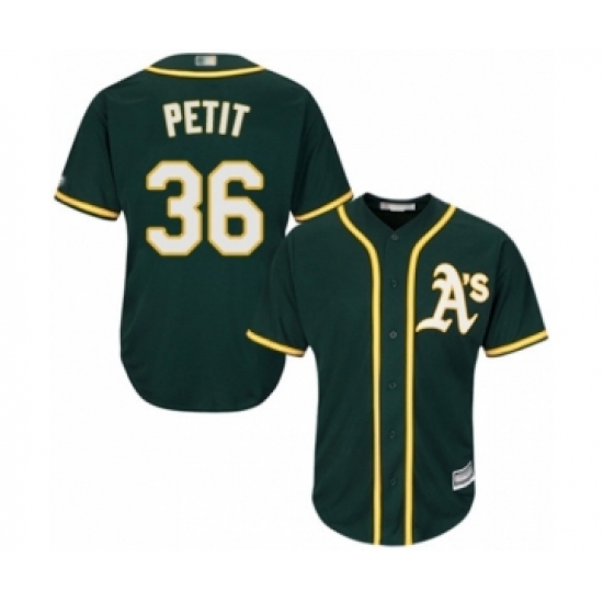 Youth Oakland Athletics #36 Yusmeiro Petit Authentic Green Alternate 1 Cool Base Baseball Player Jersey - Ujersey