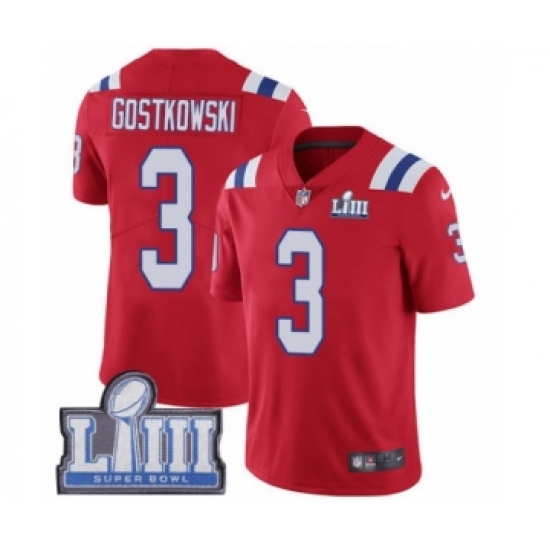 Youth Nike New England Patriots #3 Stephen Gostkowski Red Alternate Vapor Untouchable Limited Player Super Bowl LIII Bound NFL Jersey - Ujersey