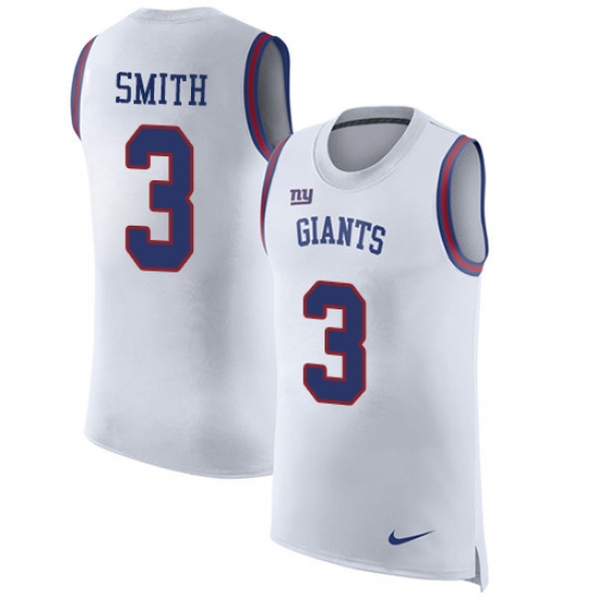 Men's Nike New York Giants #3 Geno Smith Limited White Rush Player Name & Number Tank Top NFL Jersey - Ujersey