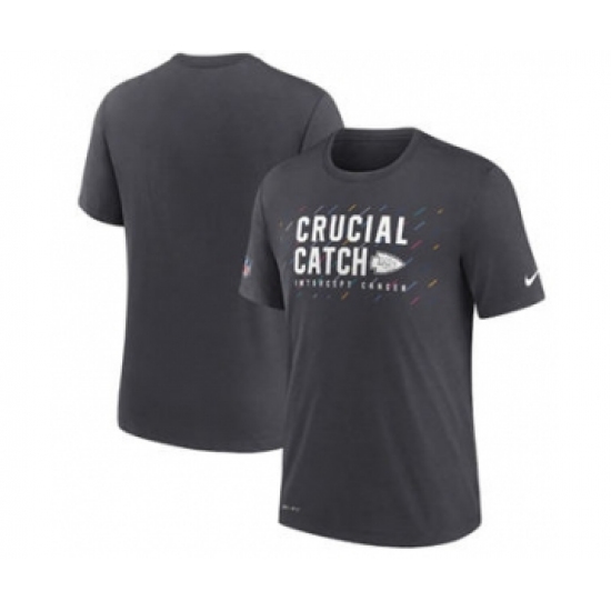 Men's Kansas City Chiefs Charcoal 2021 Crucial Catch Performance T-Shirt - Ujersey NHL