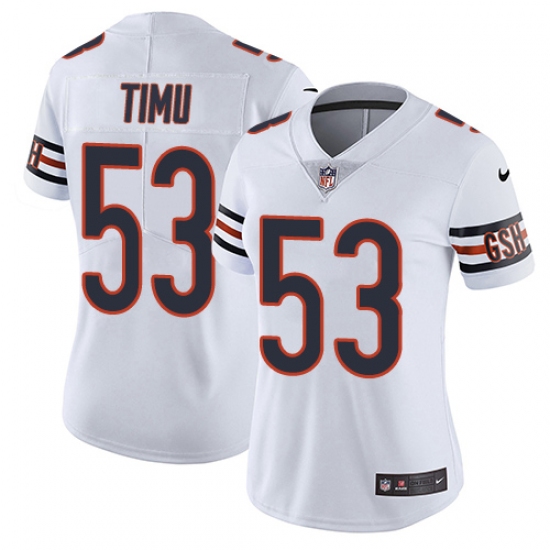 Women's Nike Chicago Bears #53 John Timu White Vapor Untouchable Limited Player NFL Jersey - Ujersey