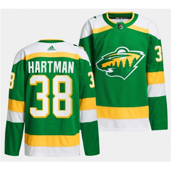 Men's Minnesota Wild #38 Ryan Hartman Green 2023-24 Stitched Jersey - Ujersey