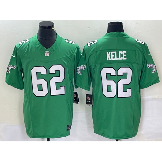 Men's Nike Philadelphia Eagles #62 Jason Kelce Green 2023 F.U.S.E. Vapor Limited Throwback Stitched Football Jersey - Ujersey