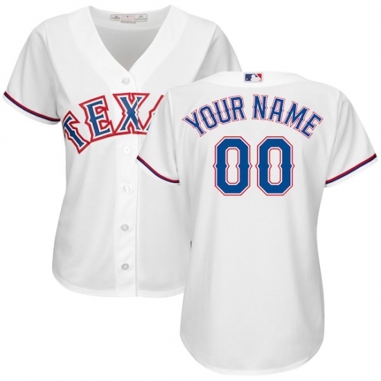 Women's Texas Rangers Majestic White Home Cool Base Custom Jersey - Ujersey