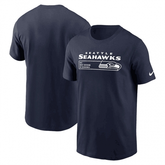 Men's Seattle Seahawks Navy Division Essential T Shirt - Ujersey