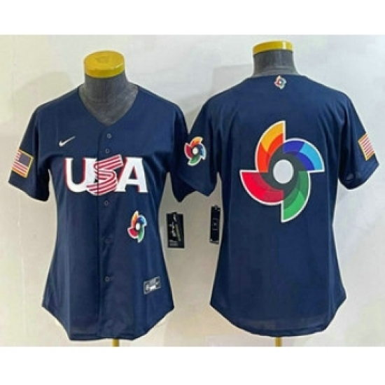 Women's USA Baseball 2023 Navy Big Logo World Classic Stitched Jersey