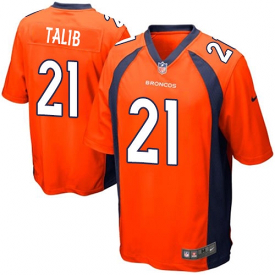 Men's Nike Denver Broncos #21 Aqib Talib Game Orange Team Color NFL Jersey - Ujersey