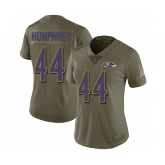 Women's Baltimore Ravens #44 Marlon Humphrey Limited Olive 2017 Salute to Service Football Jersey - Ujersey