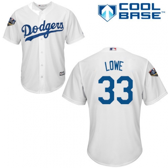 Youth Majestic Los Angeles Dodgers #33 Mark Lowe Authentic White Home Cool Base 2018 World Series MLB Jersey - Ujersey