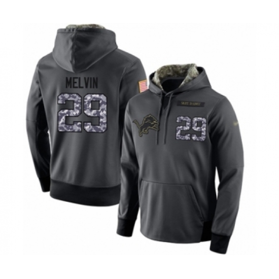 Football Men's Detroit Lions #29 Rashaan Melvin Stitched Black Anthracite Salute to Service Player Performance Hoodie - Ujersey