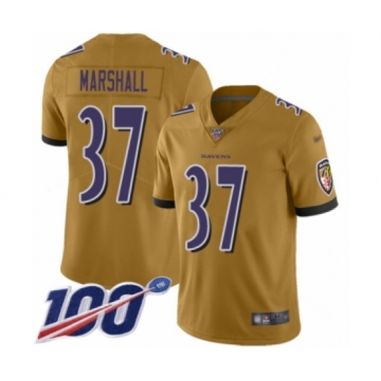 Men's Baltimore Ravens #37 Iman Marshall Limited Gold Inverted Legend 100th Season Football Jersey - Ujersey