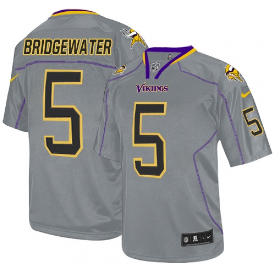 Men's Nike Minnesota Vikings #5 Teddy Bridgewater Elite Lights Out Grey NFL Jersey - Ujersey