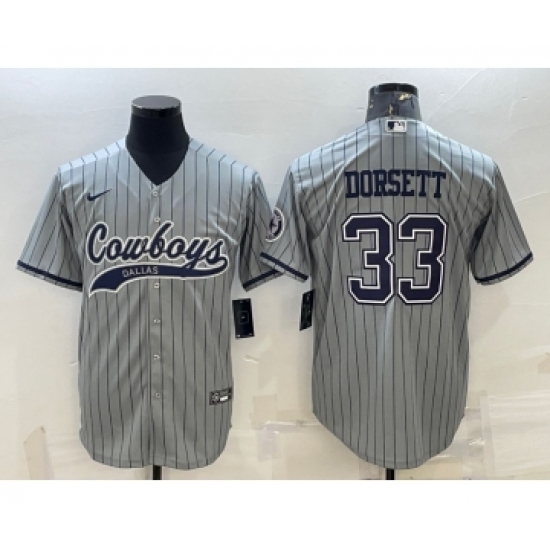 Men's Dallas Cowboys #33 Tony Dorsett Grey With Patch Cool Base Stitched Baseball Jersey - Ujersey