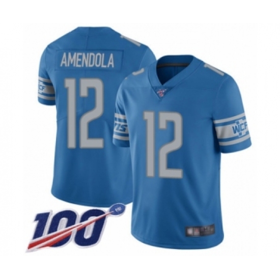 Men's Detroit Lions #12 Danny Amendola Blue Team Color Vapor Untouchable Limited Player 100th Season Football Jersey - Ujersey