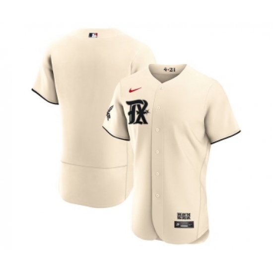 Men's Texas Rangers Blank Cream 2023 City Connect Flex Base Stitched Baseball Jersey - Ujersey