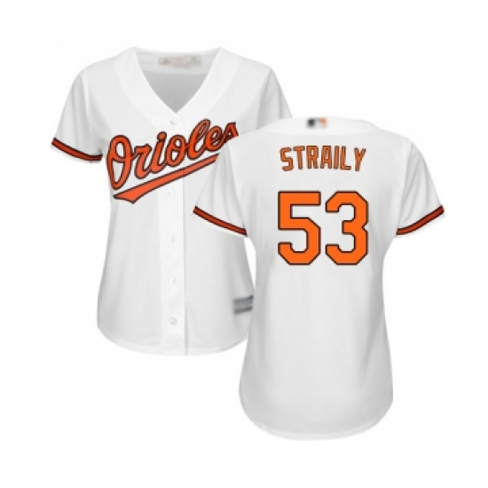 Women's Baltimore Orioles #53 Dan Straily Replica White Home Cool Base Baseball Jersey - Ujersey