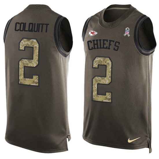 Men's Nike Kansas City Chiefs #2 Dustin Colquitt Limited Green Salute to Service Tank Top NFL Jersey - Ujersey