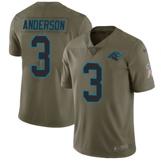 Men's Nike Carolina Panthers #3 Derek Anderson Limited Olive 2017 Salute to Service NFL Jersey - Ujersey