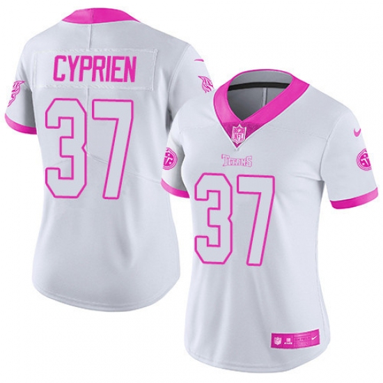 Women's Nike Tennessee Titans #37 Johnathan Cyprien Limited White/Pink Rush Fashion NFL Jersey - Ujersey