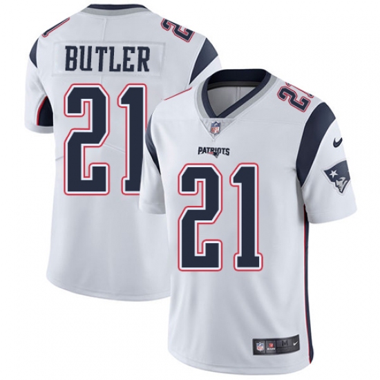 Men's Nike New England Patriots #21 Malcolm Butler White Vapor Untouchable Limited Player NFL Jersey - Ujersey