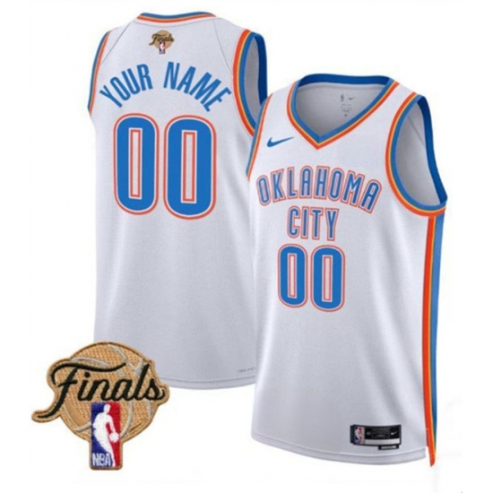Men's Oklahoma City Thunder Active Player Custom White 2025 Association Edition Stitched Basketball Jersey - Ujersey