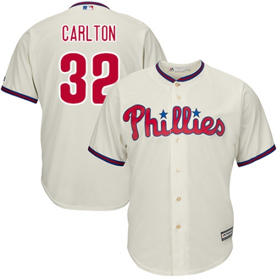 Youth Majestic Philadelphia Phillies #32 Steve Carlton Replica Cream Alternate Cool Base MLB Jersey - Ujersey