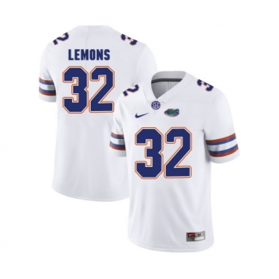 Florida Gators 32 Adarius Lemons White College Football Jersey - Ujersey