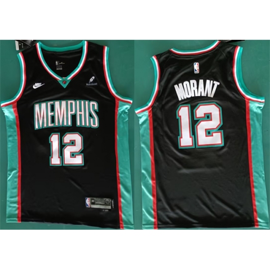 Men's Memphis Grizzlies #12 Ja Morant Black 2025 Classic Edition Stitched Basketball Jersey - Ujersey