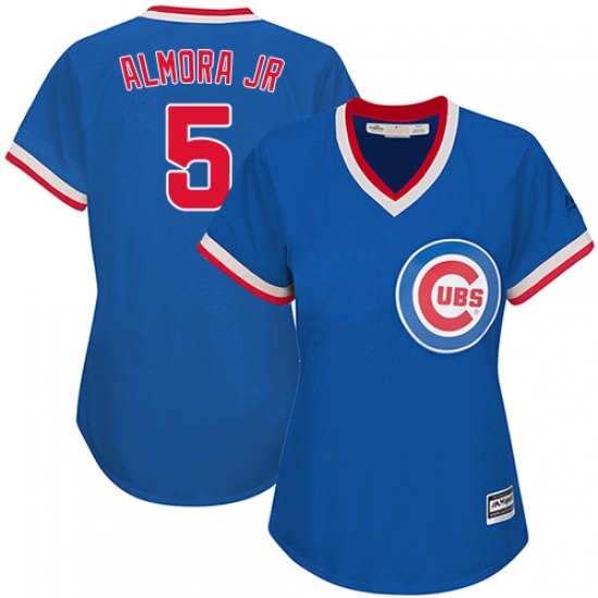 Women's Majestic Chicago Cubs #5 Albert Almora Jr Replica Royal Blue Cooperstown MLB Jersey - Ujersey