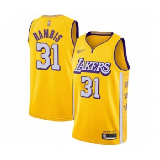 Youth Los Angeles Lakers #31 Kurt Rambis Swingman Gold Basketball Jersey - 2019 20 City Edition - Ujersey