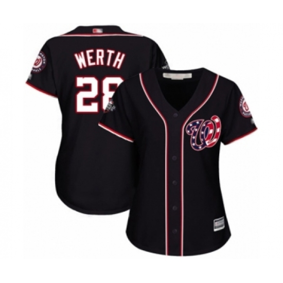 Women's Washington Nationals #28 Jayson Werth Authentic Navy Blue Alternate 2 Cool Base 2019 World Series Bound Baseball Jersey - Ujersey