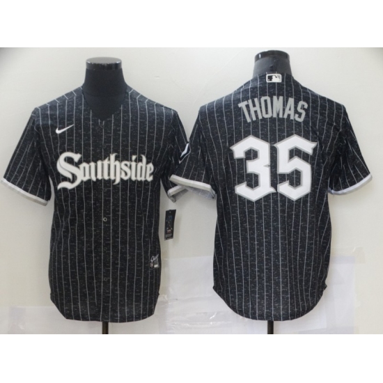 Men's Chicago White Sox #35 Frank Thomas Authentic Black Fashion Jersey - Ujersey