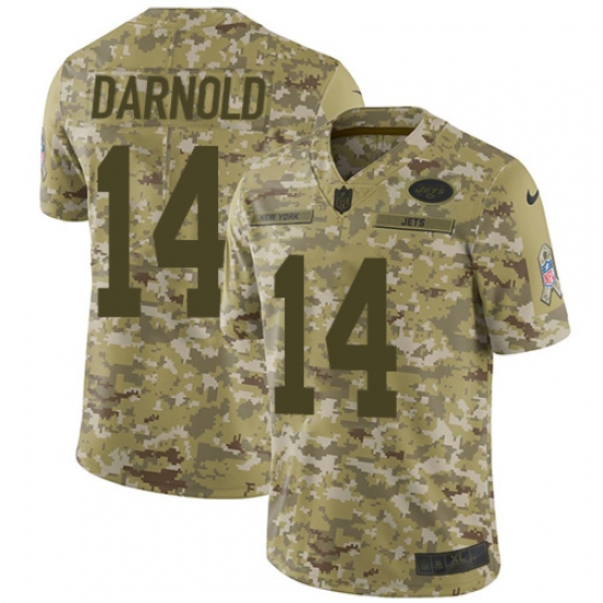 Men's Nike New York Jets #14 Sam Darnold Limited Camo 2018 Salute to Service NFL Jersey - Ujersey
