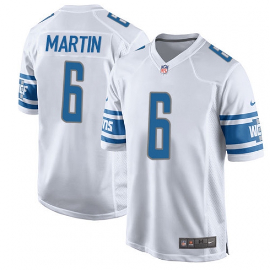 Men's Nike Detroit Lions #6 Sam Martin Game White NFL Jersey - Ujersey