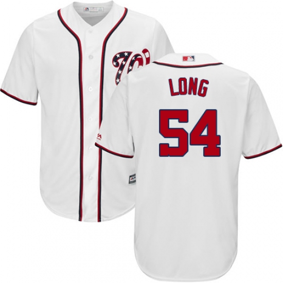 Youth Majestic Washington Nationals #54 Kevin Long Authentic White Home Cool Base MLB Jersey - Ujersey