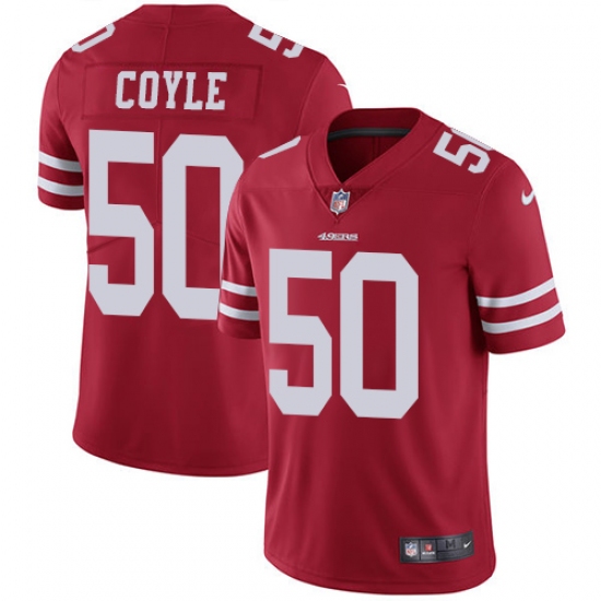 Men's Nike San Francisco 49ers #50 Brock Coyle Red Team Color Vapor Untouchable Limited Player NFL Jersey - Ujersey