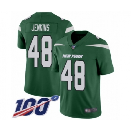 Men's New York Jets #48 Jordan Jenkins Green Team Color Vapor Untouchable Limited Player 100th Season Football Jersey - Ujersey